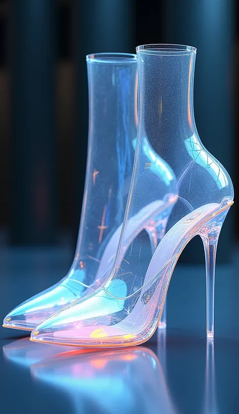 Futuristic yet luxurious stilletto shoes with a holographic effect. Transparent 