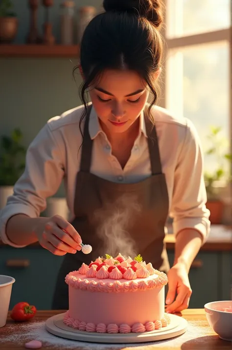 Person making cake