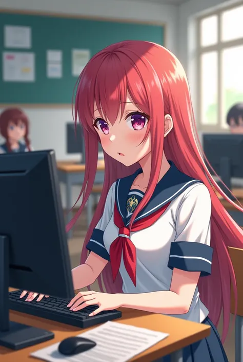 girl,charater,computer,school,anime