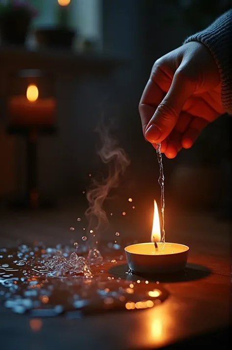 Extinguishing wax with water