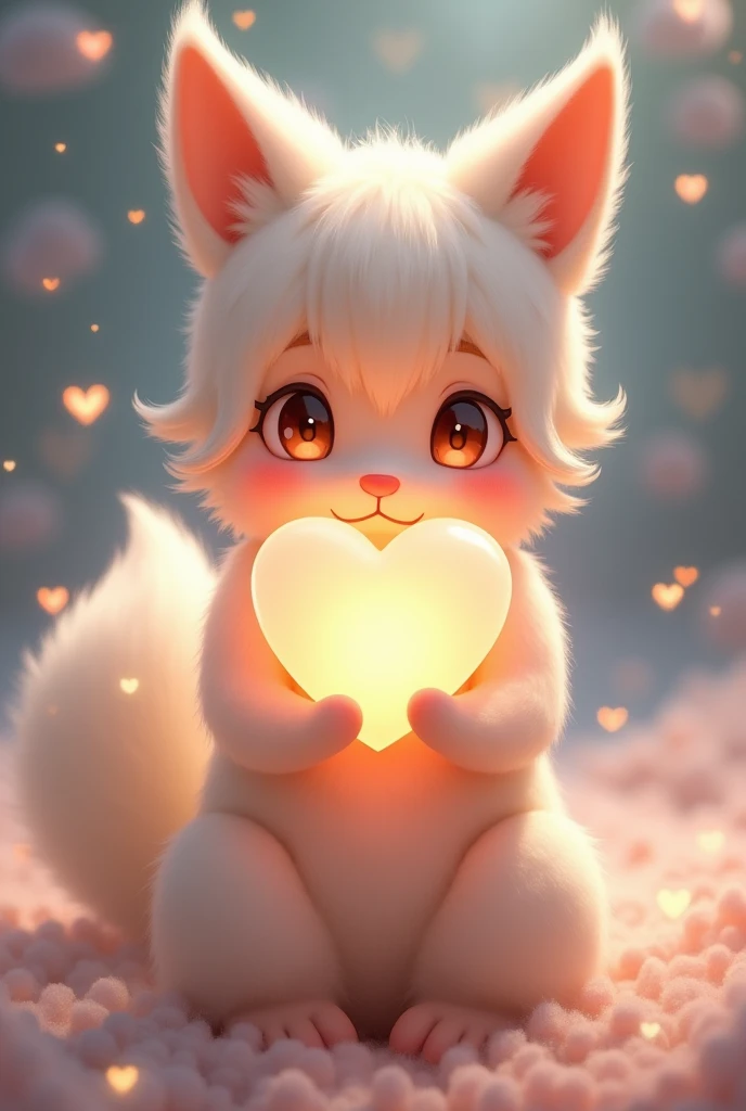 Anime character furry holding heart