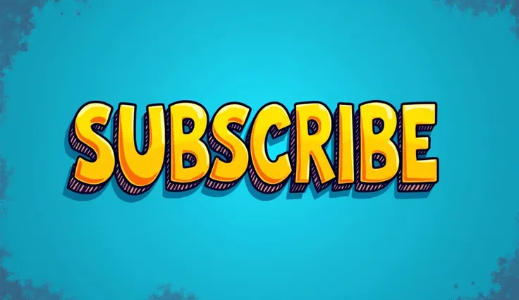 Make a YouTube channel banner blue background with "subscribe" in yellow bold text written on it in cartoonist style 