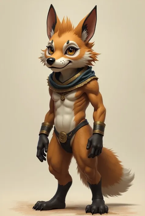 Anubis furry shota, unclothed, mostando su pene