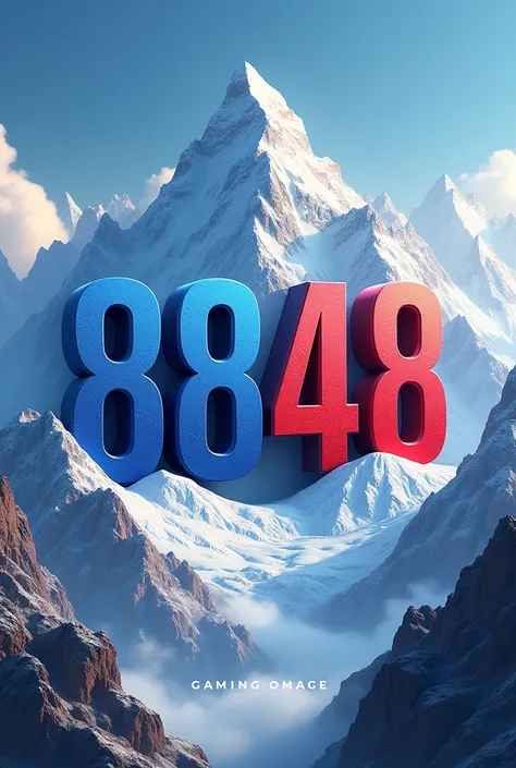 make a 3D logo for gaming logo name 8848 with colour and them nepali mount Everest and Nepali flag colour them