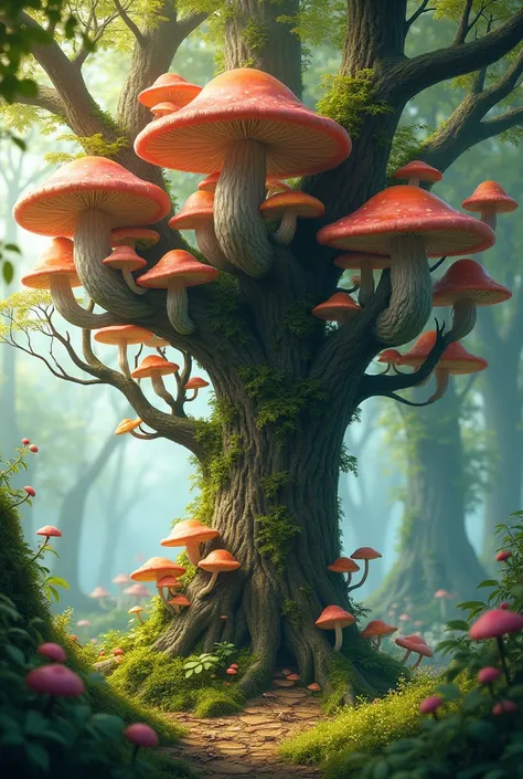 Tree with mushrooms 