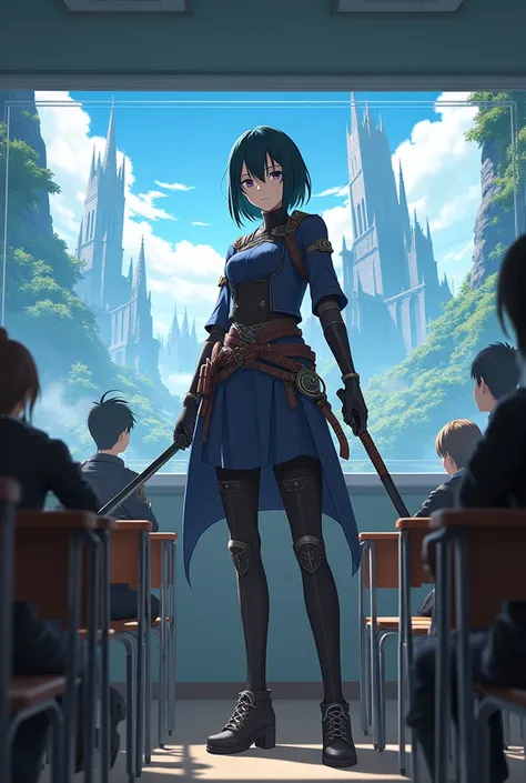 Monica&#39;s Sao with interclass background and Sao in the middle of Monica&#39;s class screen 