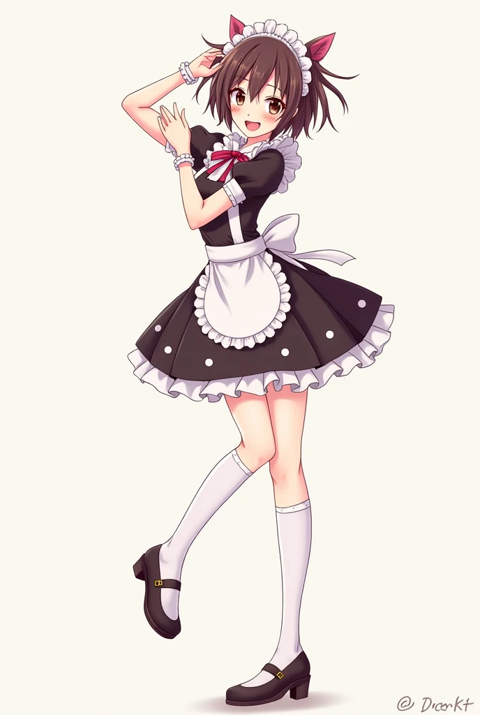 Man Anime style  in a cute maid suit in a sexy pose