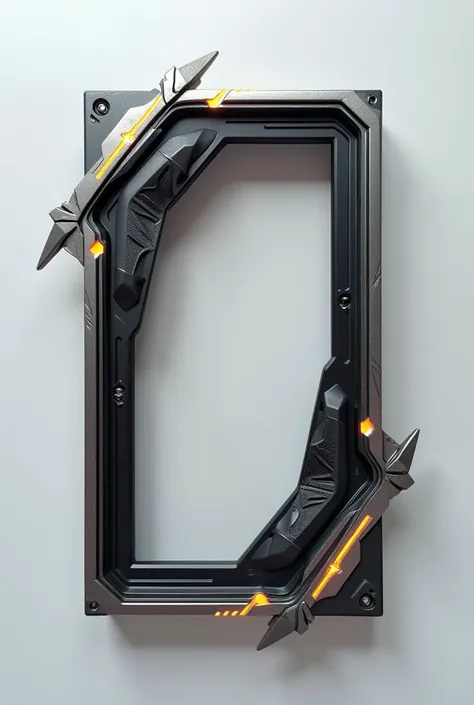 Create a decorative frame inspired by the handle of a futuristic katana.
