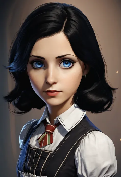 score_9, score_8_up, score_7_up, score_6_up
bioshockburialelizabeth, 1girl, black hair, blue eyes, looking at viewer, simple bac...