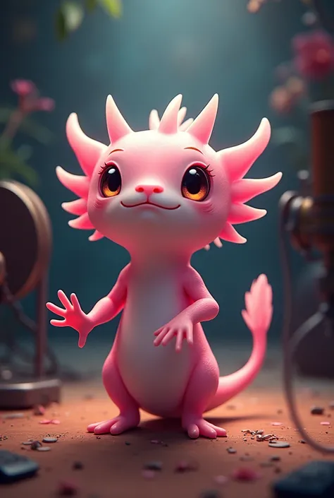 create a pink axolotl in a podcast 