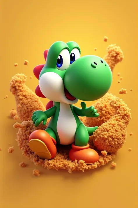 I want you to be an expert in digital creation and create a logo for my fried chicken business with the character of Yoshi from Mario Bros.