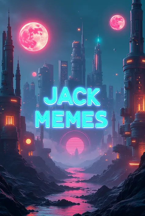 Create for me an image for the YouTube cover of the Jack MEMES channel in a futuristic way, placing the name of the Jack MEMES channel in the center and several futuristic images around it. 