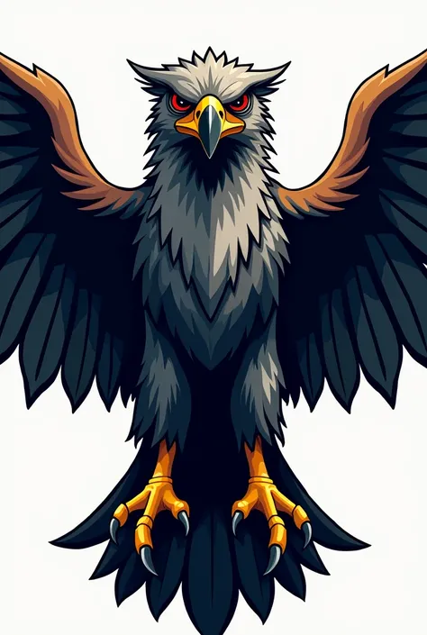 Harpy bird, the Brazilian royal hawk, with a mean and muscular face, emblem, Team logo