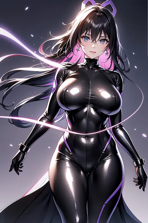 1 girl,nsfw,helmet, brainwashing, visor, wire, clavicle, eyes glowing purple,absurd, brainwashinging,hollow eyes, big breasts, e...