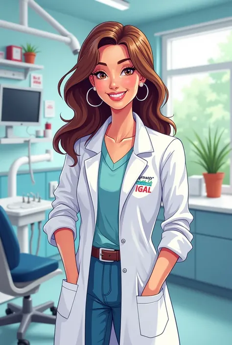 Cartoon of a female dentistry student today 