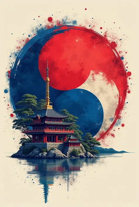 Art for shirt printing involving the themes along with the symbol of the country of South Korea