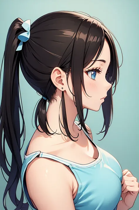 side ponytail of left