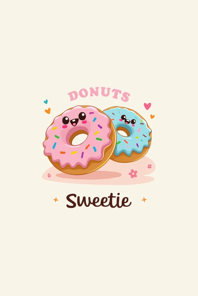 create a logo for a cute donut shop in pastel colors, Pink, azul e amarelo, The name of the store is Sweetie