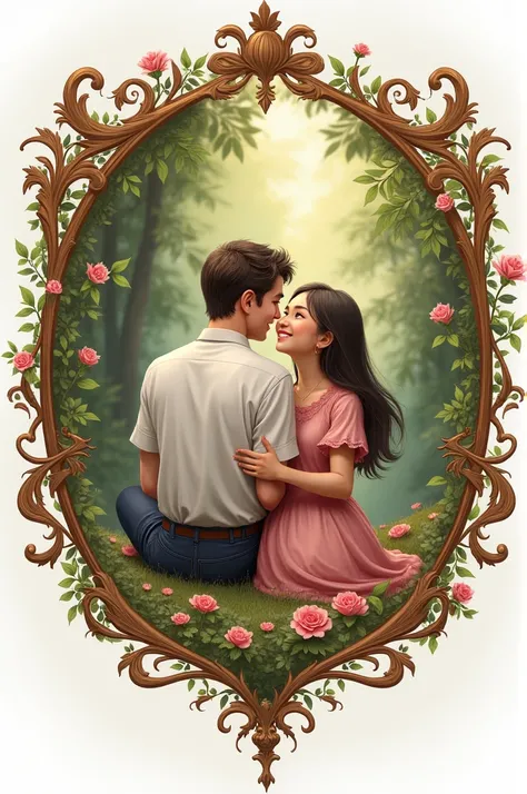 Crest image of girl sitting with husband showing love 