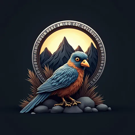 a circular logo, white border, dark background, SPARROW RUTAS in motorutes style, mountains, roblox, logo with white border, detailed logo, intricate design, highly detailed logo, photorealistic, 8k, hyperdetailed, cinematic lighting, dramatic shadows, glo...