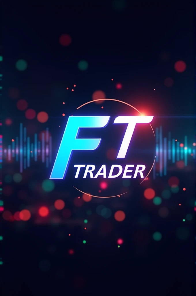 Create a name for the YouTube channel logo with the name of official FT trader Type of channel for operations with the financial market and with indicators model flux innovation with the highlighted name FT trader with lights blended behind 5g