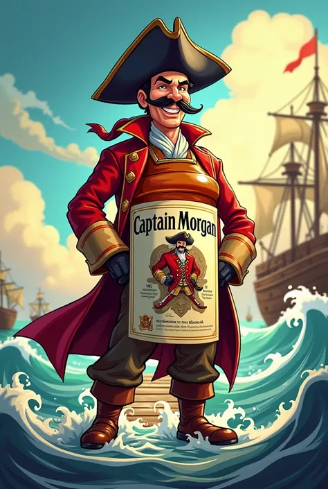 cartoon bottle of captain morgan