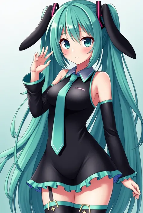 You can generate an image of Hatsune Miku in a black bunny costume hentai
