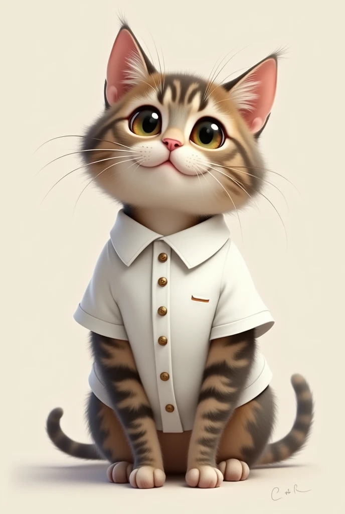 Cat with white shirt on the front of 