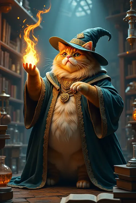 A little more realistic fat wizard cat