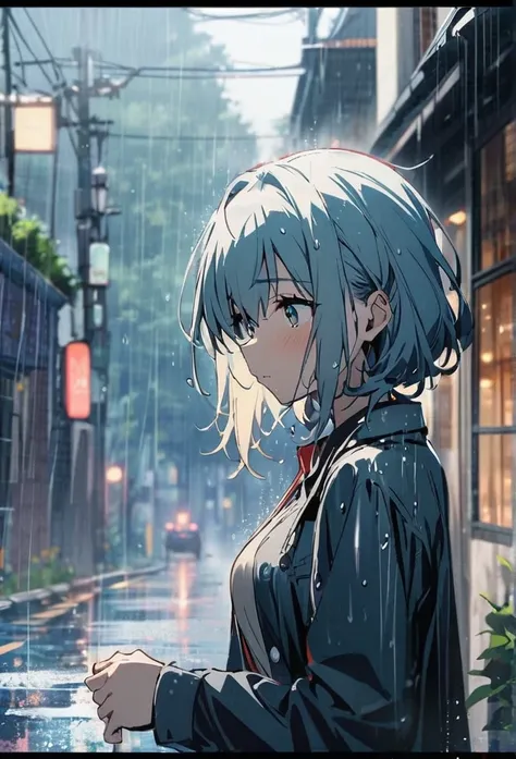 One girl, rain