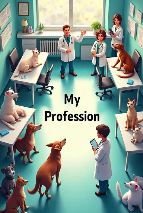 images drawing veterinary medicine and in the middle written my profession 