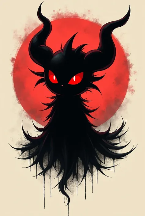 I need a logo that has a one-eyed haunter pokemon in black with red eyes, with an elegant style and an Old cartoon type of drawing