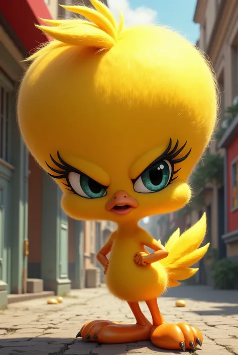 Angry Tweety Cartoon Female Version with Fringe Chanel