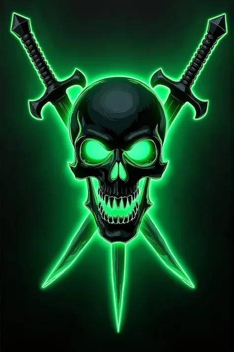 Generate the flag. Pirate of the emerald pirates gives with these spigigations White Clalabera emerald eyes And two sabers crossing it on the sides and releasing a phosphorescent green glow 