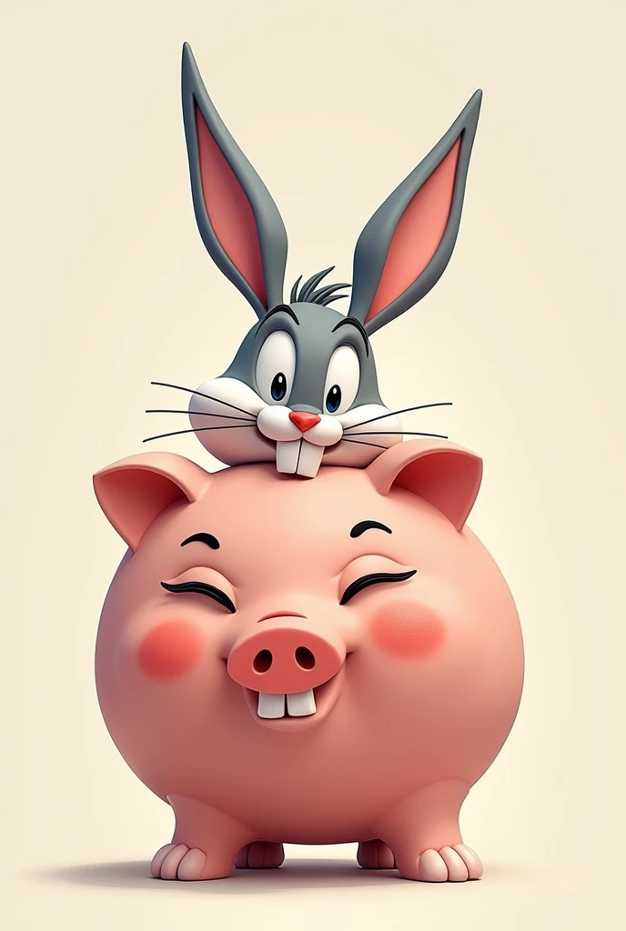 Bugs Bunny in the shape of a pig piggy bank 
