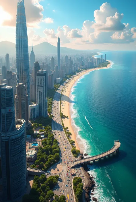 colorful big city facing the sea at daytime
