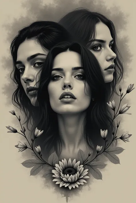 Create a tattoo art based on Lana Del Rey&#39;s &#39;Video Games&#39; music video, including her image in the style of the clip. Also add the image of Chino Moreno from Deftones and Billie Eilish in the video &#39;Ocean Eyes&#39;, all in a cohesive and det...