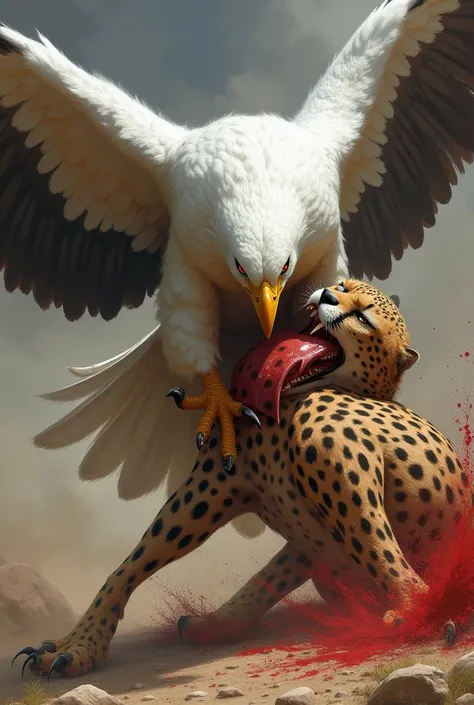 white Eagle vs cheeth fight cheetha eating white eagle with blood