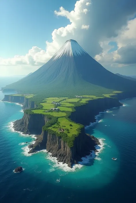 mountain view of an volcano island