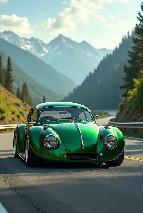 Green Beetle car with v8 engine