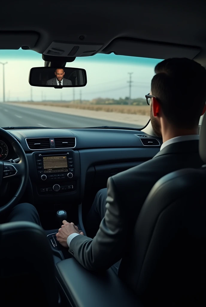 Man in suit facing with his back in his car