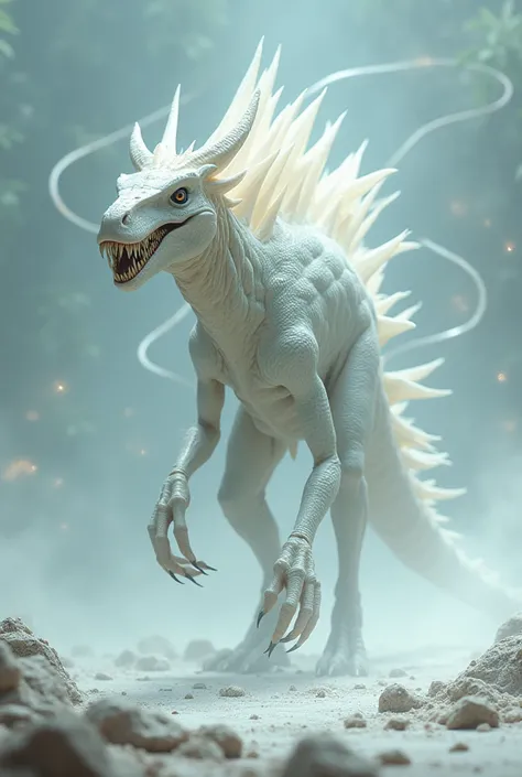 Create a white alien that looks like a velociraptor