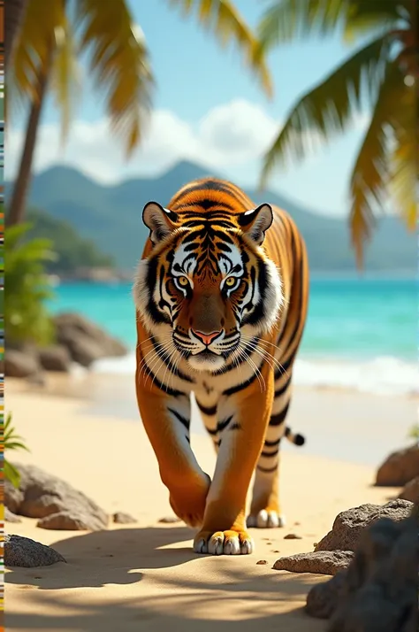 spotted tiger on the beach