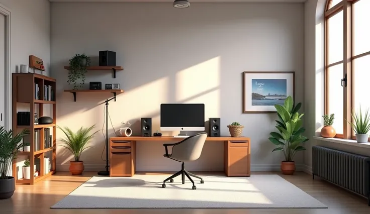 a 3d animated empty youtuber room