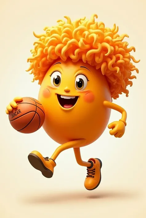 A fruit that is half an orange that has curly hair that has Caesar juice as a title in the image for an icon that is dribbling a volleyball
