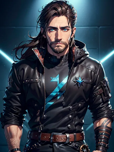 ((An attractive man with perfect body with dark brown hair and blue eyes with a serious and mysterious look)), (Jake Gyllenhaal), ((one man)), (((Wearing rockstar band clothes))), (((punk style))), ((absurdres)), (masterpiece 1.3), (incredibly detailed), (...