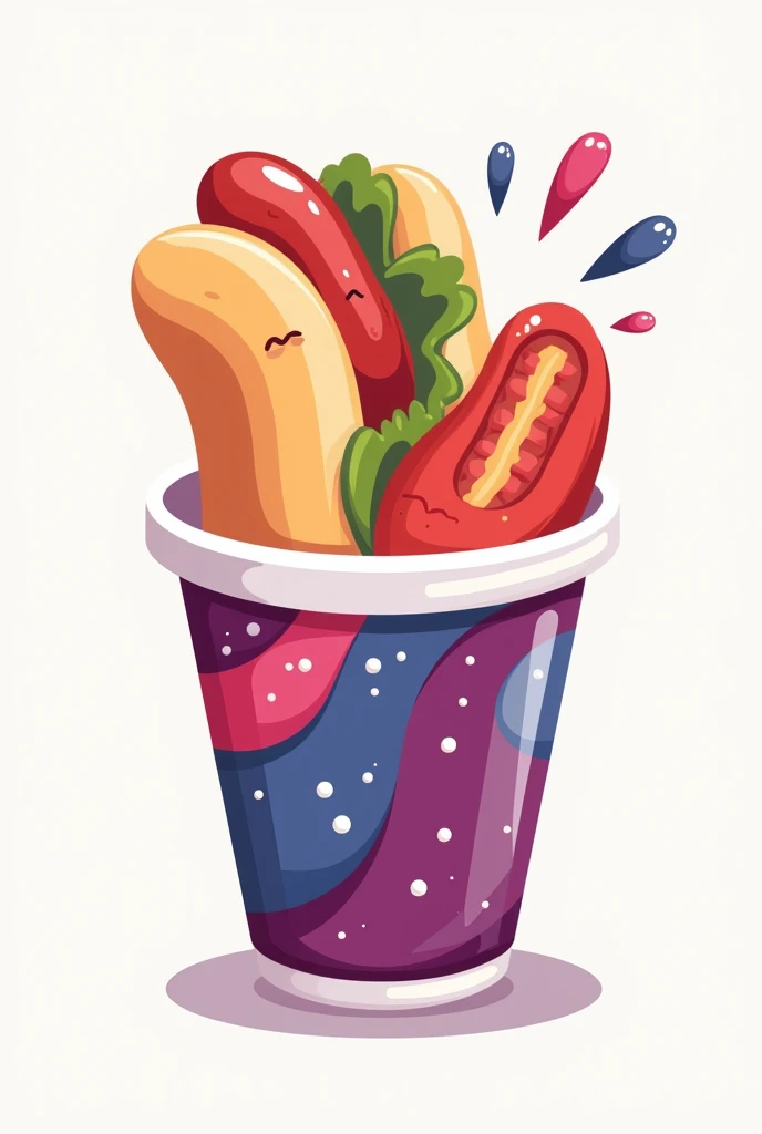 Hot dog logo and açaí cup drawing