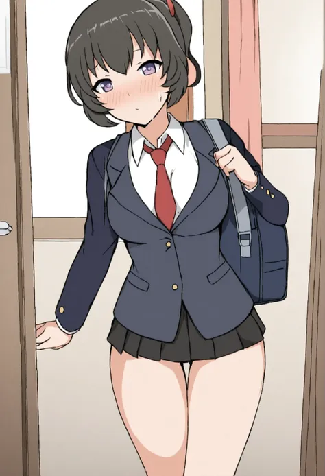 create an image of a sexy goat going to school, hentai style with long black hair