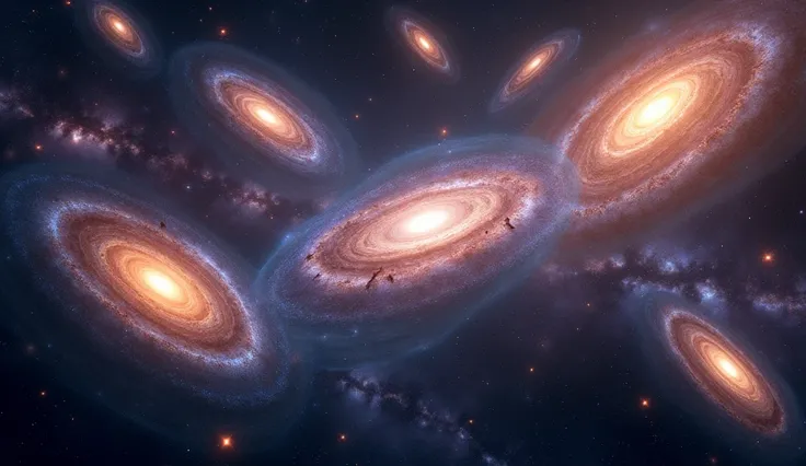 Places with several colorful galaxies