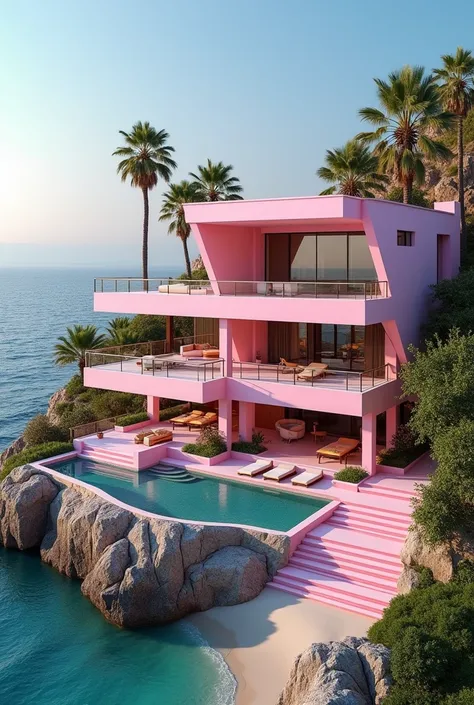 Modern pink mansion near the beach